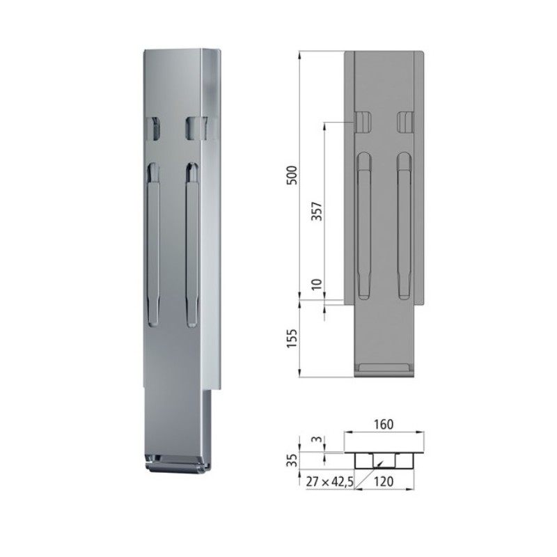 Statramstis vidurinis K20 500mm