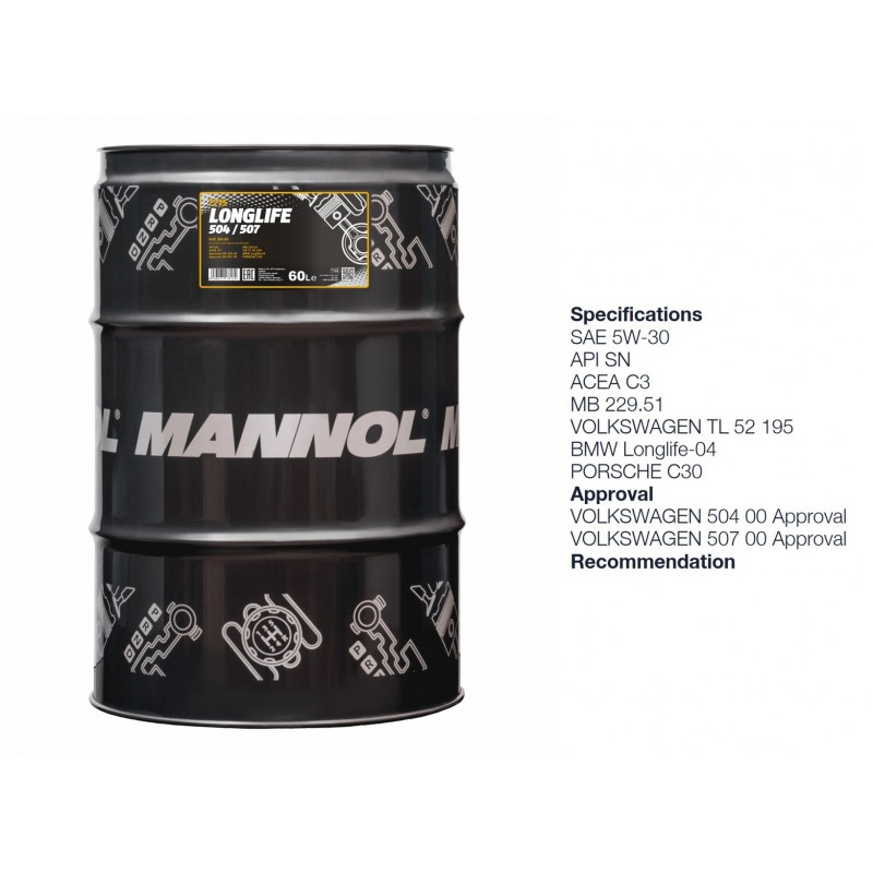 Alyva variklinė 60l 5W30 MANNOL Longlife 504/507 7715