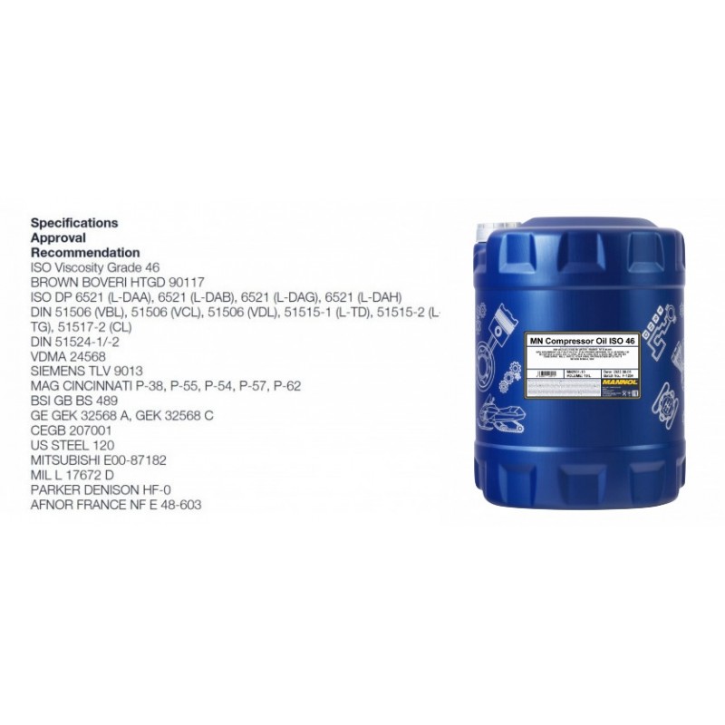Alyva kompresorinė 10L MANNOL Compressor Oil ISO 46 2901