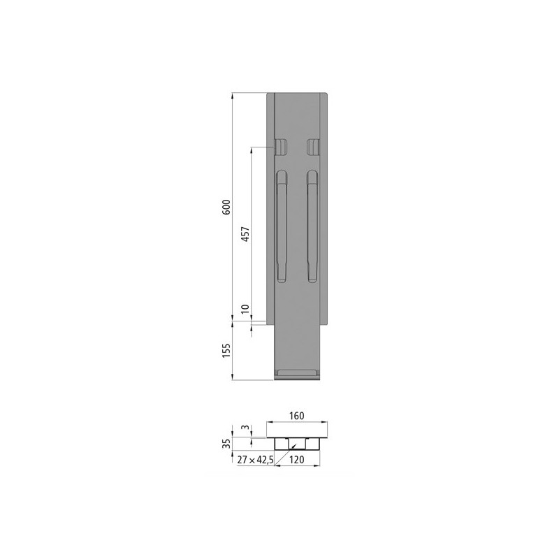 Statramstis vidurinis K20 600mm