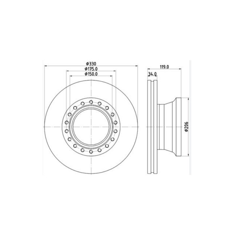 Diskas stabdžių 330*34*119