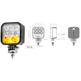 Žibintas darbo LED 110*75 mm 45W su šoniniu apšvietimu