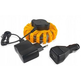 Švyturėlis geltonas 36LED 12/24V su magnetu, baterija ir pakrovėju