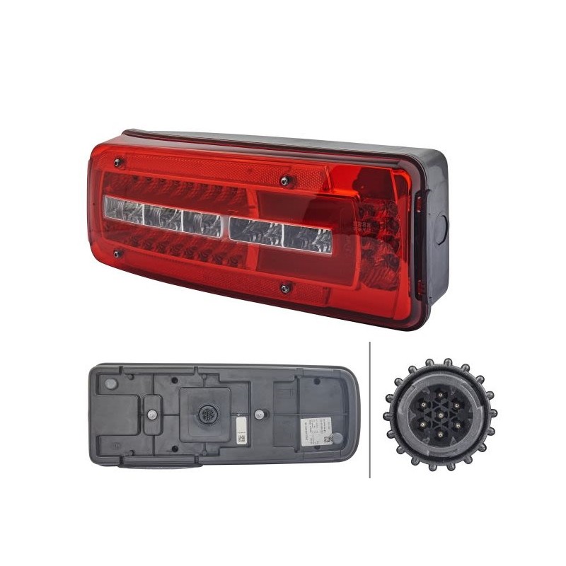 Žibintas galinis LED k.p. su jungtimi iš galo ir dinaminiu posūkiu