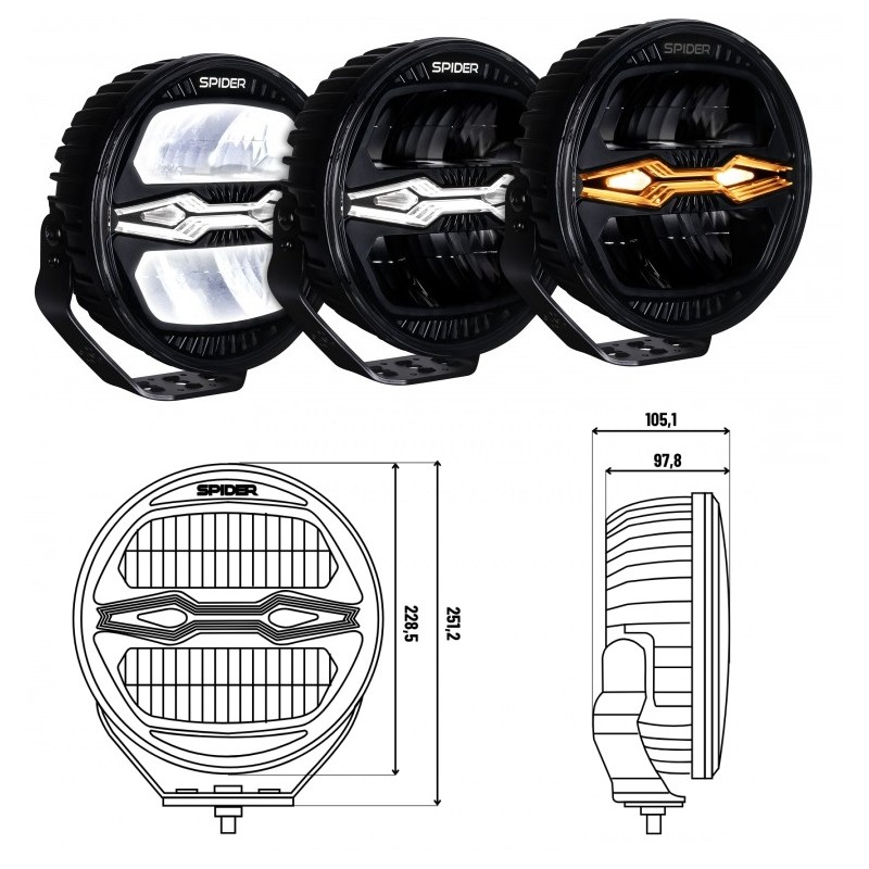 Žibintas darbo LED 251,2*105,1mm 100W ( 3-jų funkcijų ) su DRL