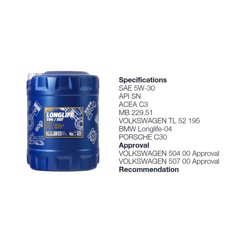 Alyva variklinė 10l 5W30 MANNOL Longlife 504/507 7715