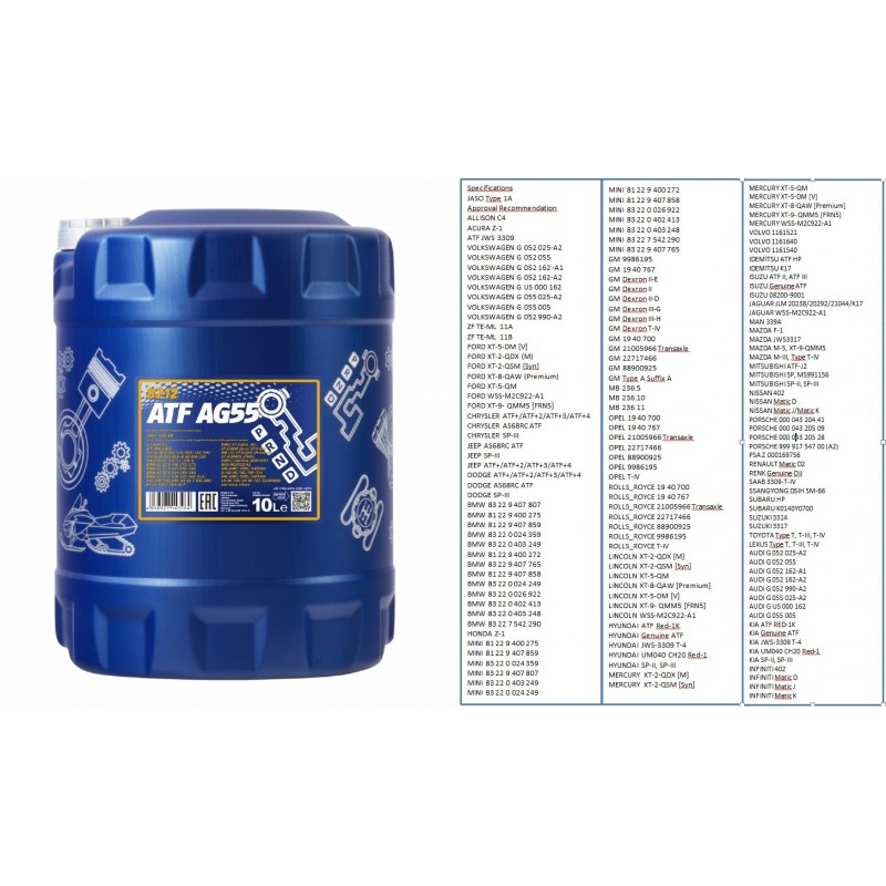 Alyva transmisinė 10L MANNOL ATF AG55 8212