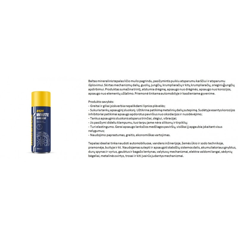 Tepalas aerozolinis su ličiu MANNOL White Grease 8121