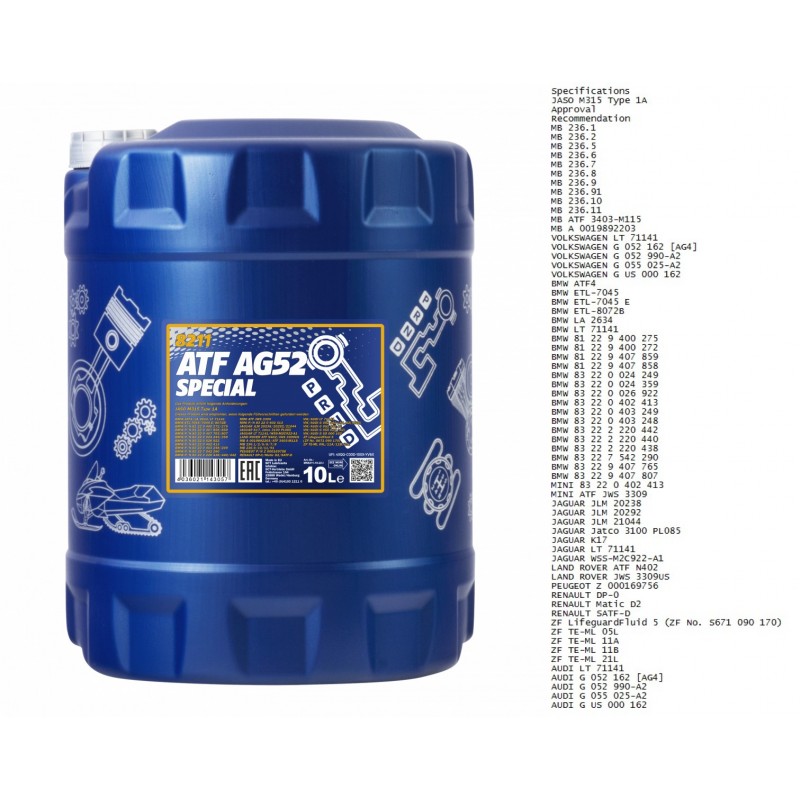 Alyva transmisinė 10L MANNOL ATF AG52 8211