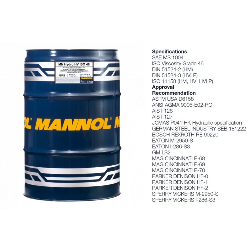 Alyva hidraulinė 208l MANNOL Hydro HV ISO 46 2202