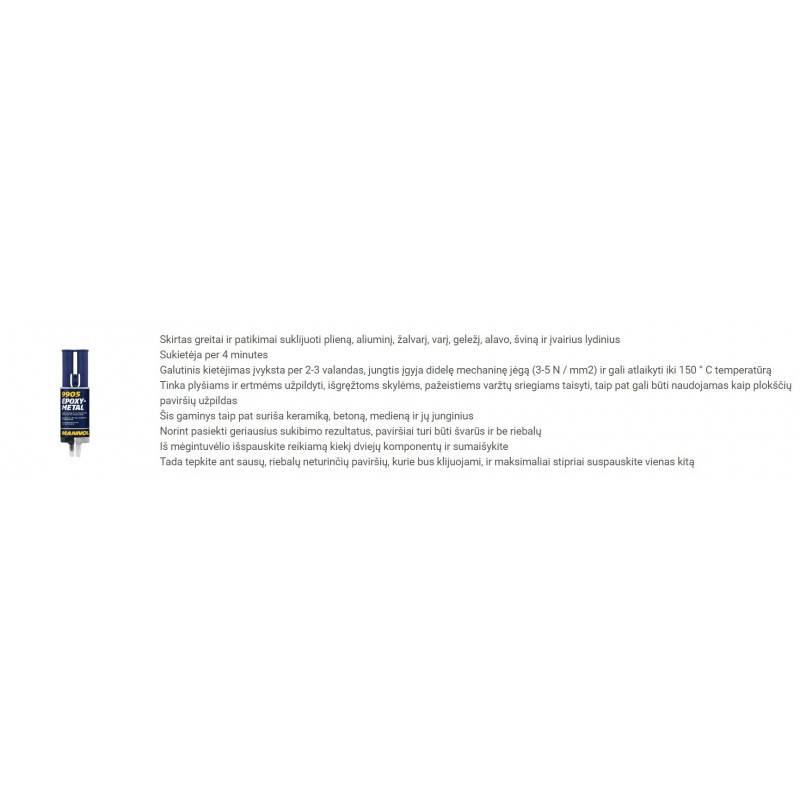 Klijai epoksidiniai metalui MANNOL Epoxy-Metal 9905