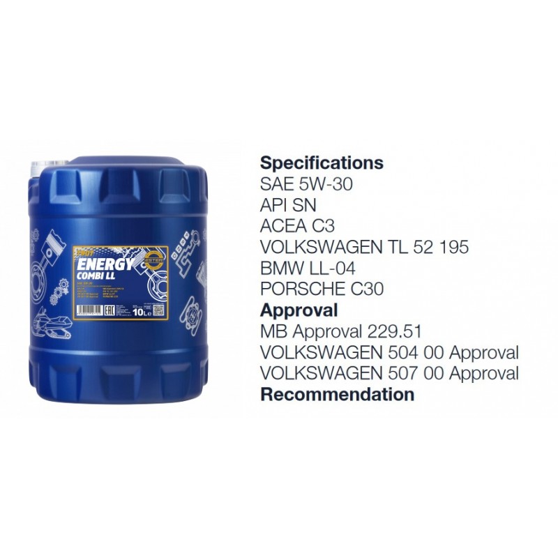 Alyva variklinė 10l 5W30 MANNOL Energy Combi LL 5W-30 7907