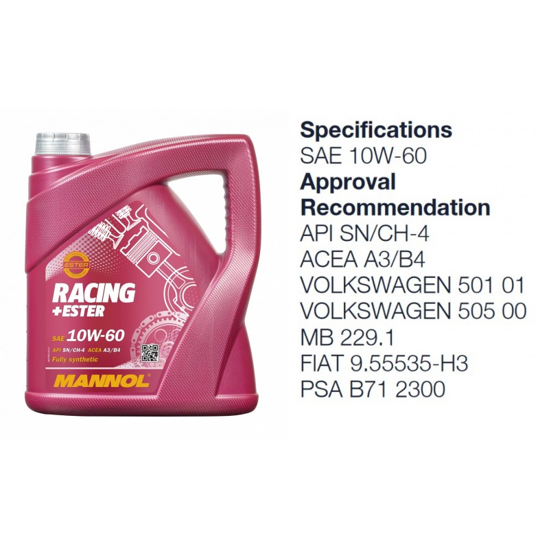 Alyva variklinė 4L 10W60 MANNOL Racing + Ester 7902