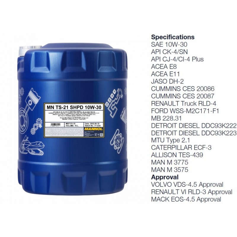 Alyva variklinė 10L 10W30 MANNOL TS-21 SHPD 7121