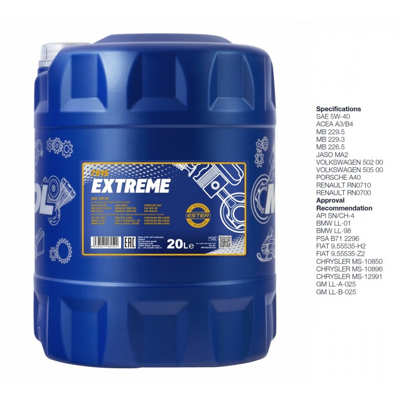 Alyva variklinė 10l 5W40 MANNOL Extreme 7915