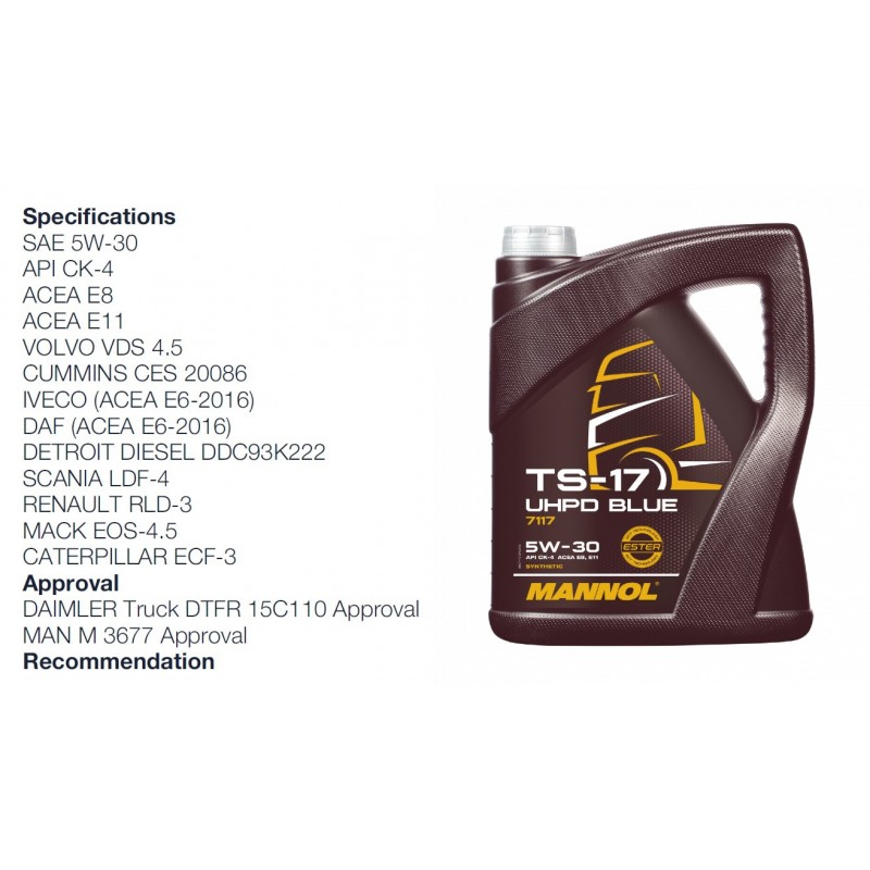 Alyva variklinė 5l 5W30 MANNOL TS-17 UHPD Blue 7117