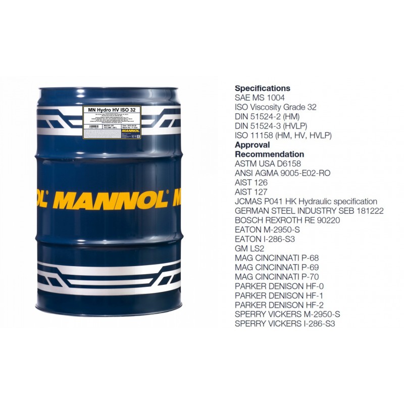 Alyva hidraulinė 208l MANNOL Hydro HV ISO 32 2201