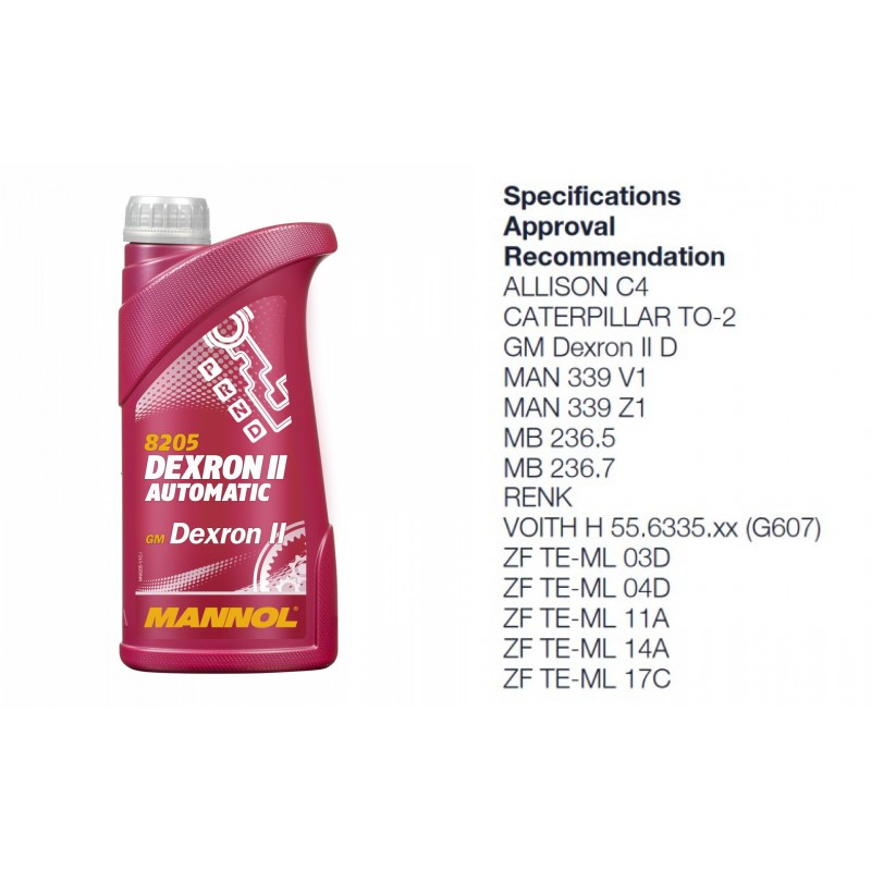 Alyva transmisinė 1L MANNOL Automatic ATF Dexron II 8205