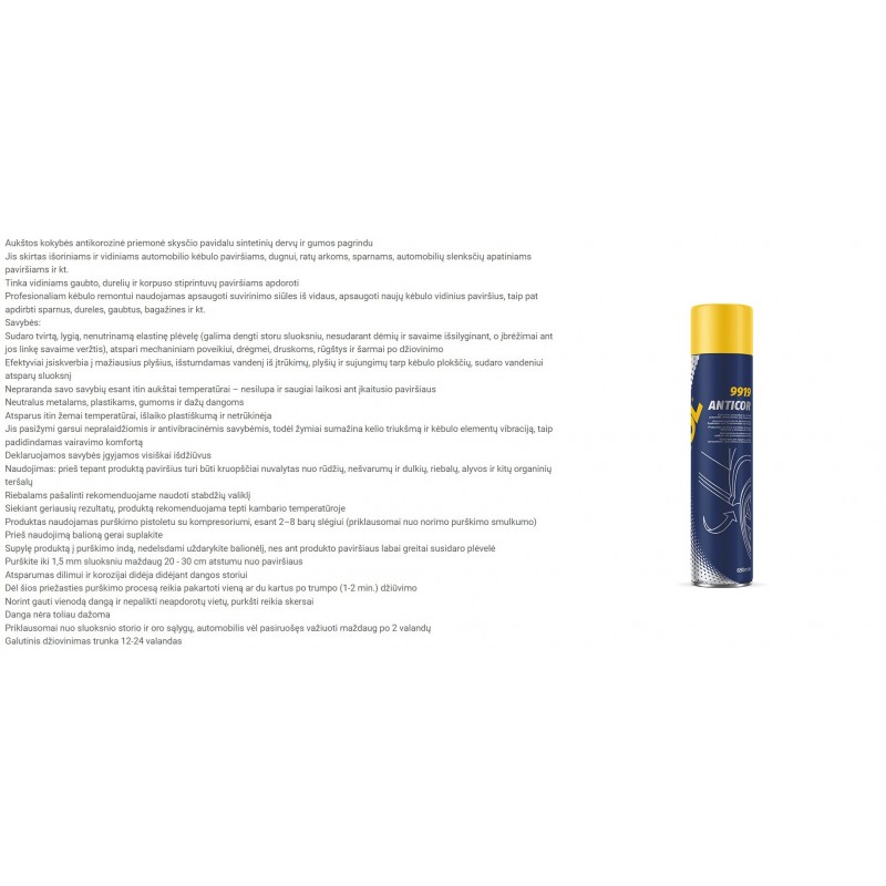 Priemonė kėbulo apsaugai 650ml MANNOL Anticor Schwarz 9919