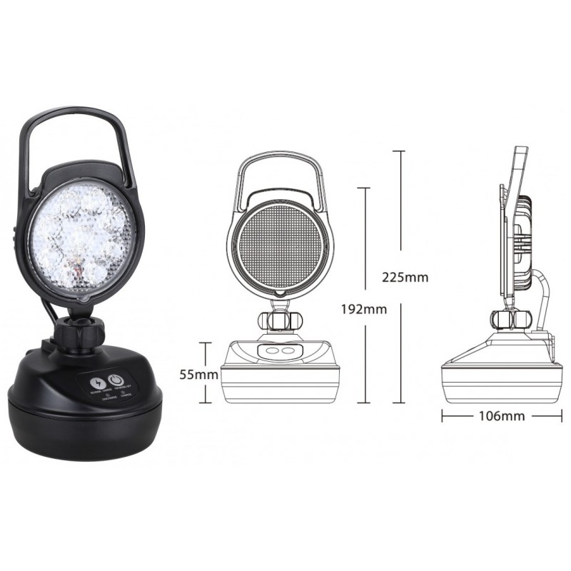 Žibintas darbo LED 106*225mm 9W 3,7V (su magnetu ir baterija)
