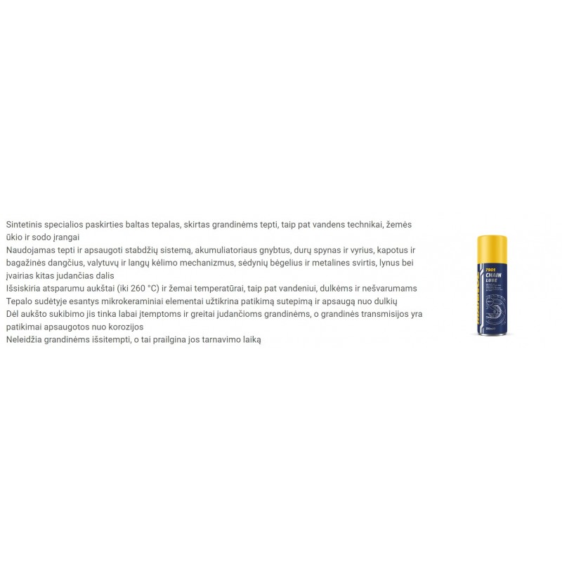 Tepalas grandinių sintetinis 200ml MANNOL Chain Lube 7901