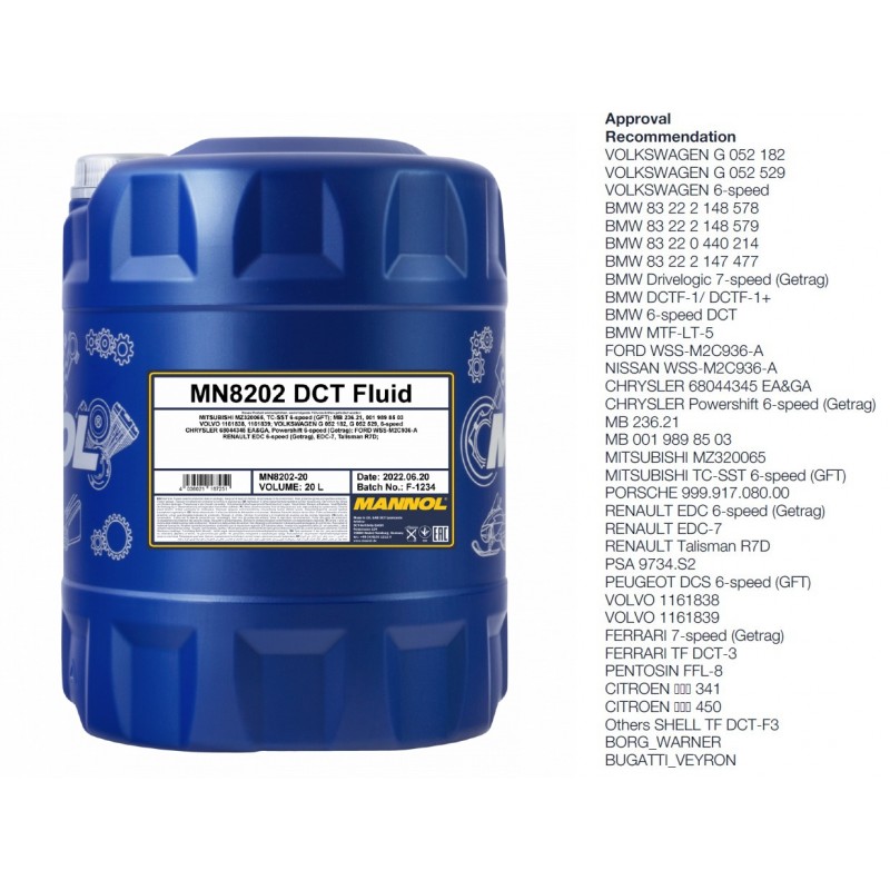 Alyva transmisinė 20L MANNOL DCT Fluid 8202