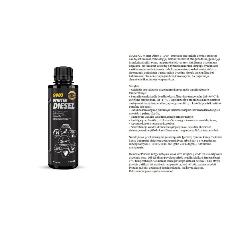 Priedas dyzeliniam kurui 250ml MANNOL Winter Diesel 9983