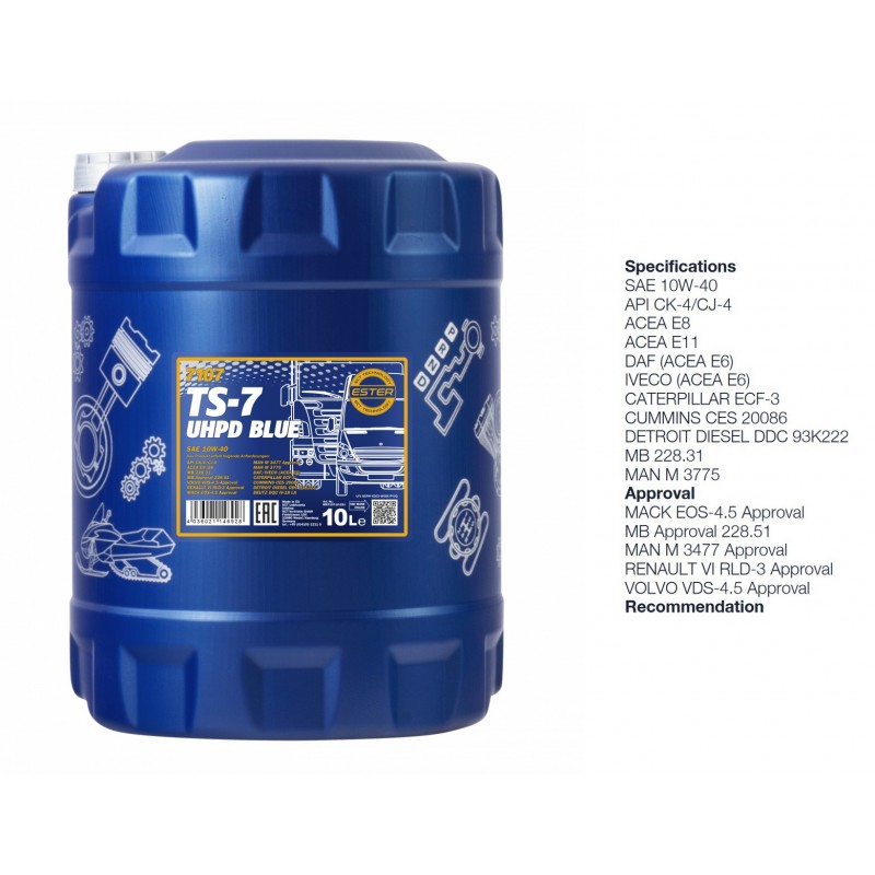 Alyva variklinė 10l 10w40 MANNOL TS-7 UHPD Blue 7107