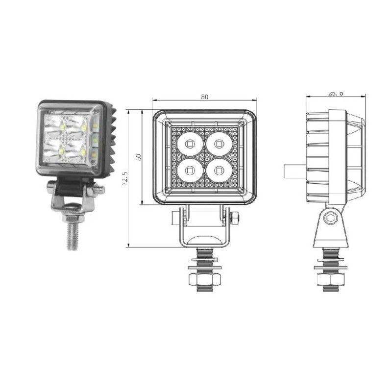 Žibintas darbo LED 50*50*28,6mm 7W