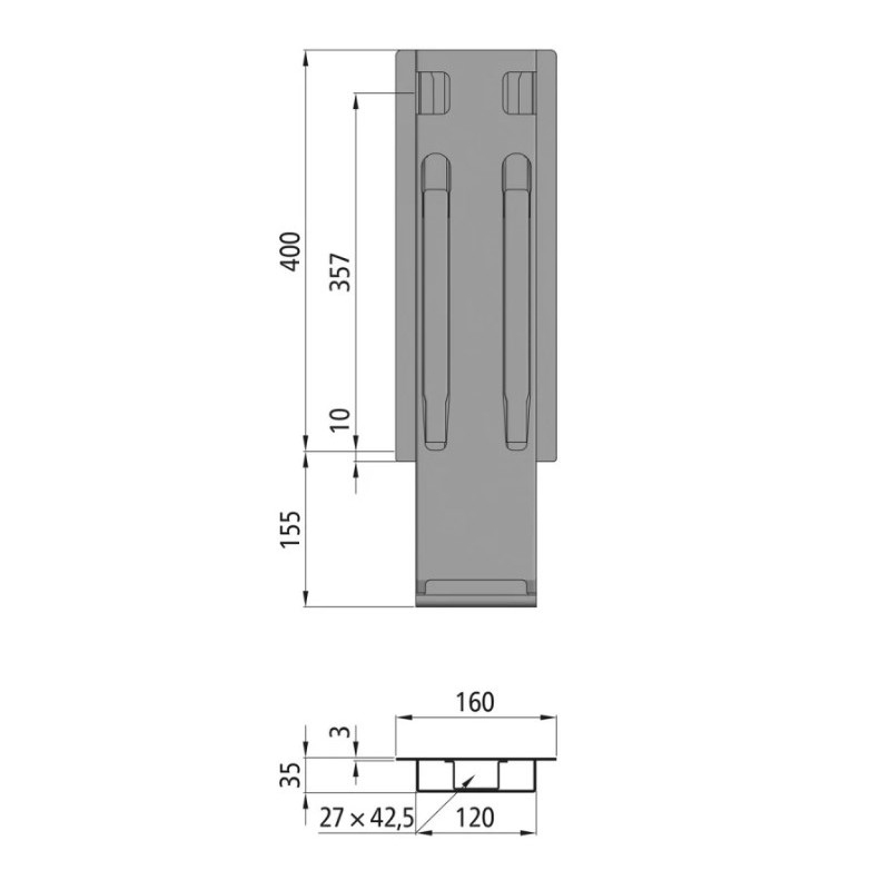 Statramstis vidurinis K20 400mm