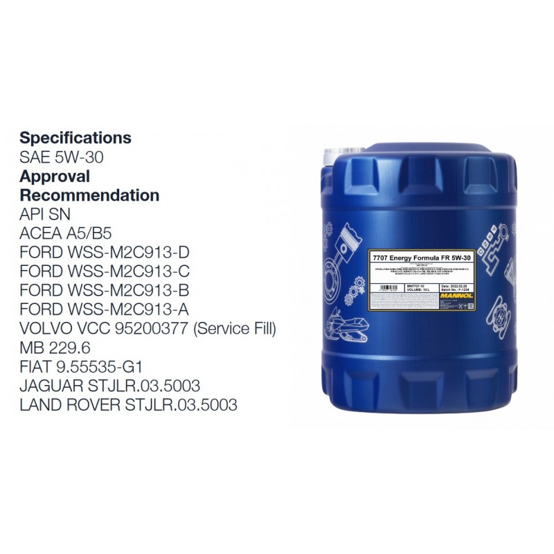 Alyva variklinė 10l 5W30 MANNOL Energy Formula FR 7707